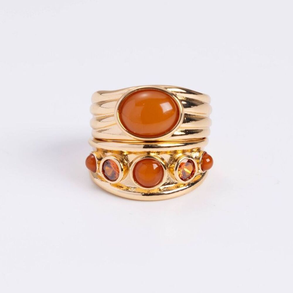 Luv Aj Valencia Ring Set 2pc - Gold/Red Size 7